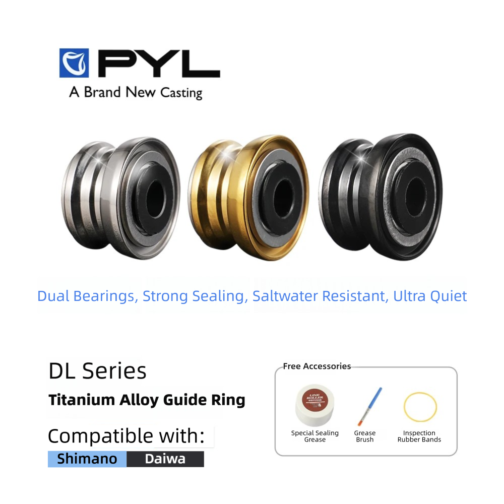 Reel Oil - ลูกกลิ้งสายเบ็ดแบบลูกปืนคู่ PYL ไทเทเนียมอัลลอย - ตัวนำสายเบ็ดแบบสปินนิ่ง ทนทานต่อการใช้งานในน้ำเค็ม
